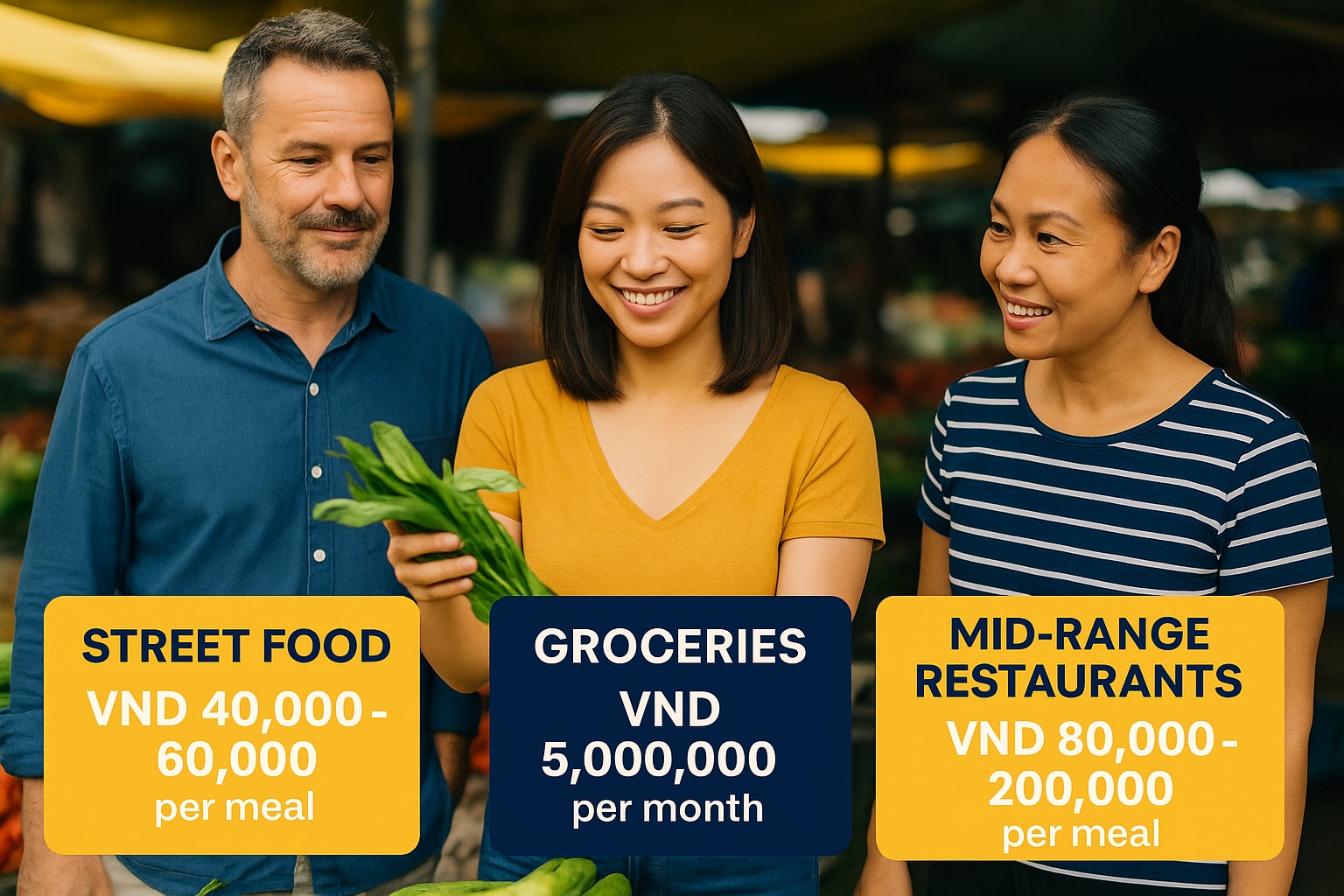 Food and dining expenses cost from VND 5.000.000 to more than 8.000.000 VNĐ